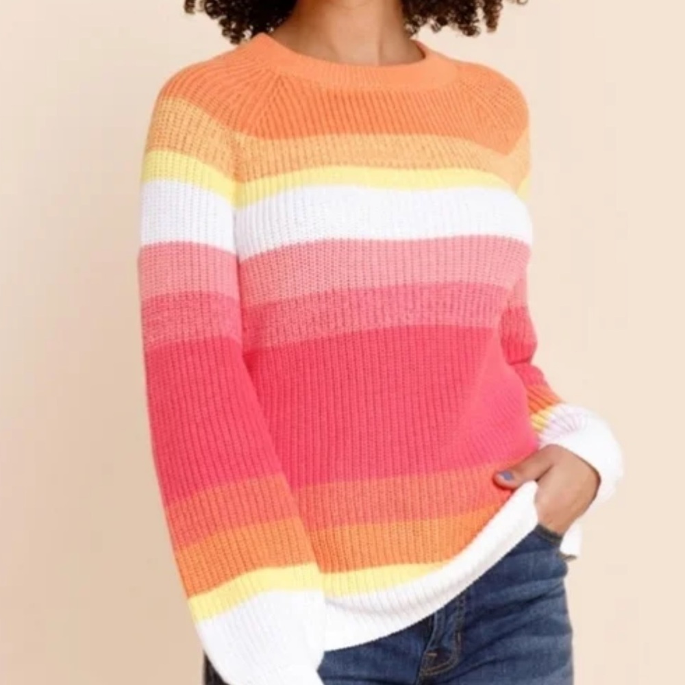 Cupcake Clothing Pink and Orange Stripe Sweater Sz Lg